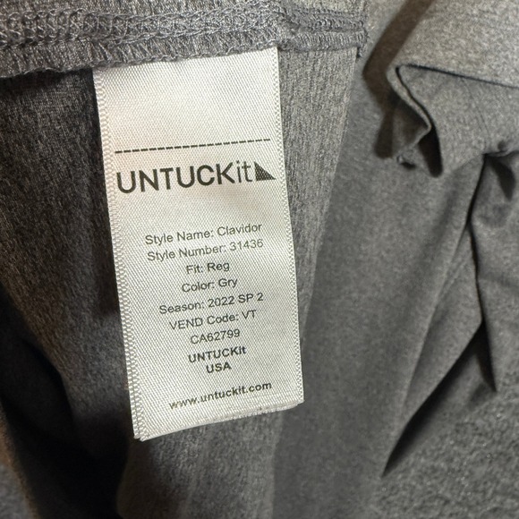 Untuckit Shirt Mens 2XL XXL Gray Short Sleeve Performance Polo Shirt Stretch - Picture 9 of 11